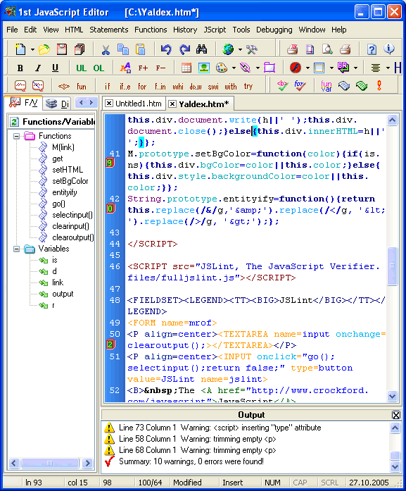 Screenshot of 1st JavaScript Editor Lite 3.6 3.6