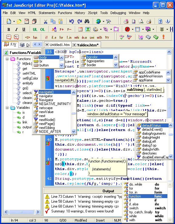 Screenshot of 1st JavaScript Editor Pro 3.6 3.6