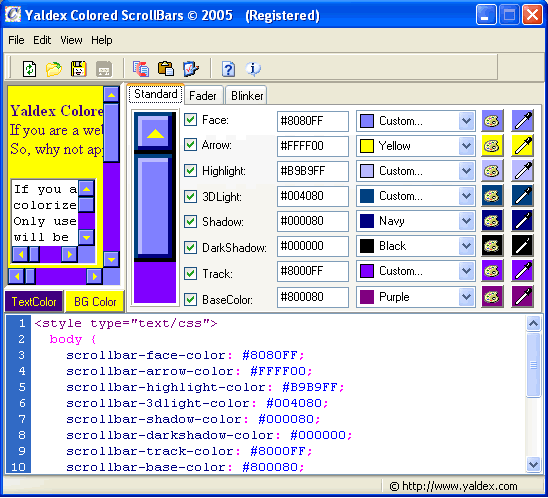 Screenshot of Yaldex Colored ScrollBars 1.9 1.9